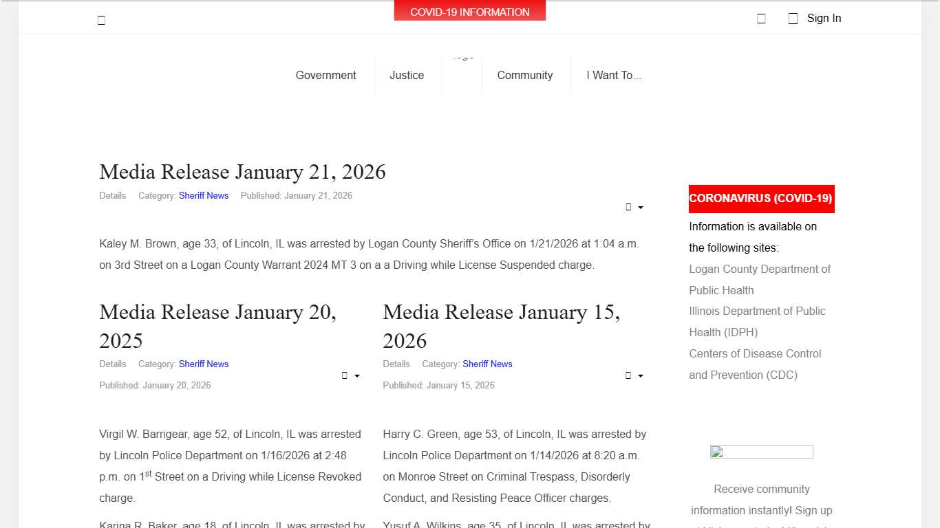 Logan County, Illinois - Sheriff News